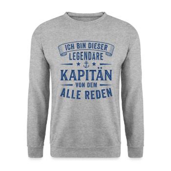 Kapitän Legende Seemann Segeln - Unisex Pullover - Weißgrau meliert - Vorne - Alina (178cm) & Michal (187cm)