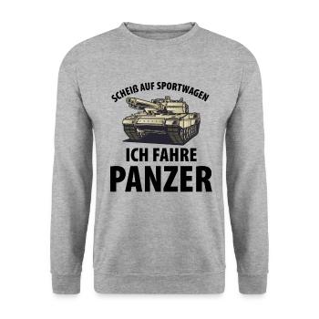 Panzer Tank Tiger Militär Geschenk - Unisex Pullover - Weißgrau meliert - Vorne - Alina (178cm) & Michal (187cm)