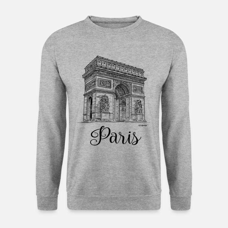 P.D. Moreno Triumphbogen Paris - Unisex Pullover - Weißgrau meliert
