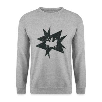 Schlagzeuger - Unisex Pullover - Weißgrau meliert - Vorne - Alina (178cm) & Michal (187cm)