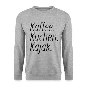 Kaffee Espresso Käffchen Kuchen Kanu Kajak - Unisex Pullover - Weißgrau meliert - Vorne - Alina (178cm) & Michal (187cm)