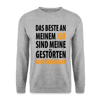 Das beste an meinen Job sind meine Kollegen - Unisex Pullover - Weißgrau meliert - Vorne - Alina (178cm) & Michal (187cm)
