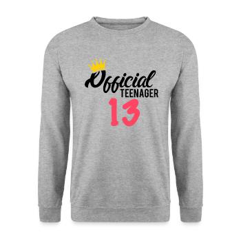 13th birthday Official teenager 13 years girl - Unisex Sweatshirt - salt & pepper - Front - Alina (178cm) & Michal (187cm)