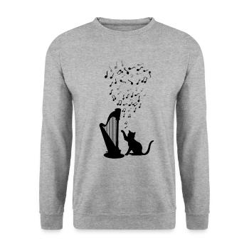 Cute cats music harp clef art music - Unisex Sweatshirt - salt & pepper - Front - Alina (178cm) & Michal (187cm)