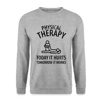 Cadeau drôle de physiothérapeute disant drôle - Sweat-shirt Unisexe - gris chiné - Devant - Alina (178cm) & Michal (187cm)