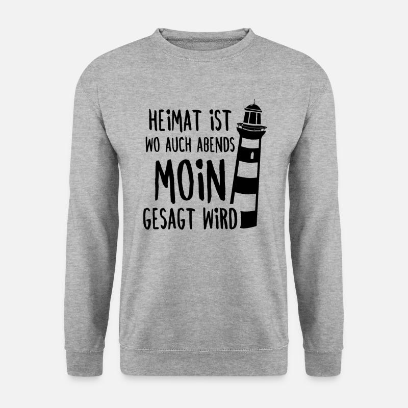 Heimat ist wo auch Abends Moin gesagt wird Urlaub - Unisex Pullover - Weißgrau meliert
