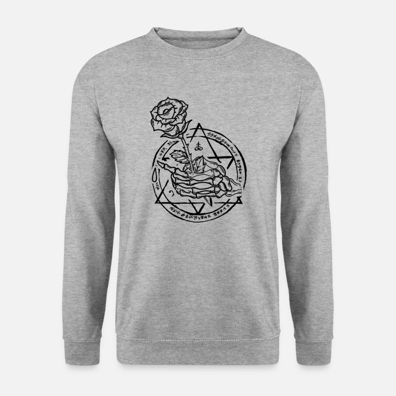 Okkult Witchcraft Rose Gothic Vintage Occult - Unisex Pullover - Weißgrau meliert