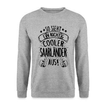 Saarland So Sieht Ein Cooler Saarländer aus - Unisex Pullover - Weißgrau meliert - Vorne - Alina (178cm) & Michal (187cm)