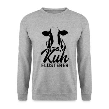 Kuh Flüsterer Landwirt Bauer Kühe - Unisex Pullover - Weißgrau meliert - Vorne - Alina (178cm) & Michal (187cm)