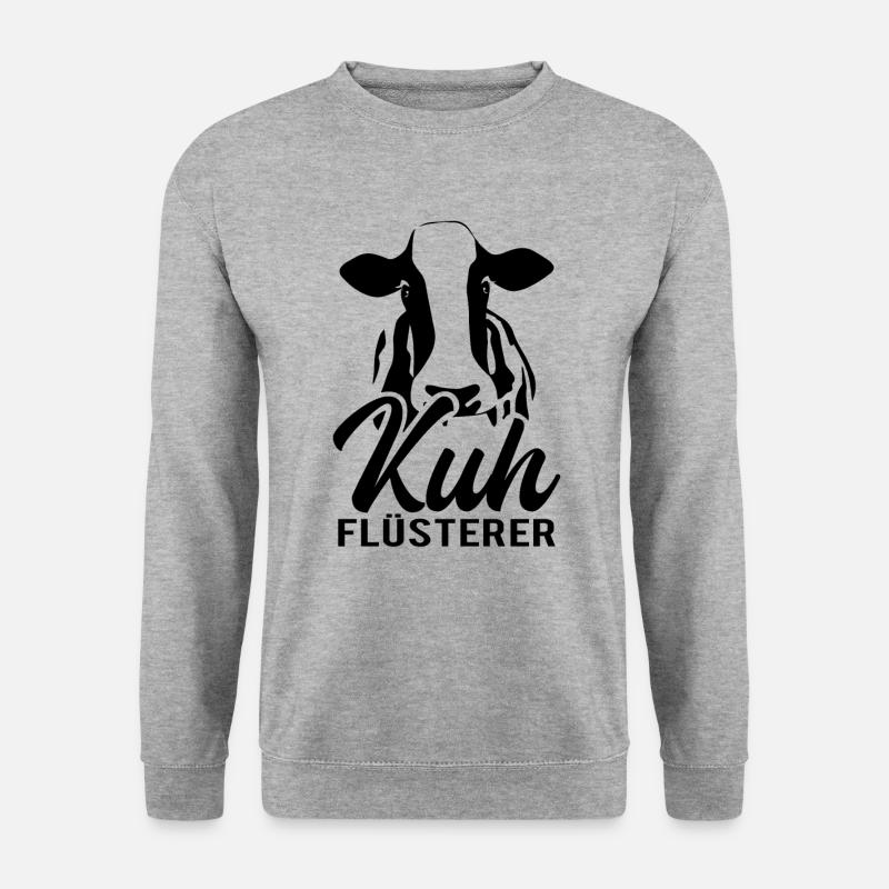 Kuh Flüsterer Landwirt Bauer Kühe - Unisex Pullover - Weißgrau meliert