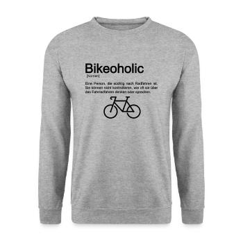 Bikeoholic Fahrrad Radfahrer Radsport - Unisex Pullover - Weißgrau meliert - Vorne - Alina (178cm) & Michal (187cm)