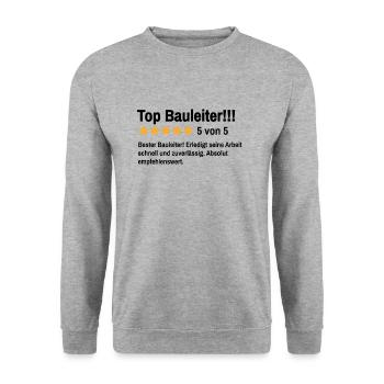 Bauleiter Spruch Handwerker Lustiges Hausbauer - Unisex Pullover - Weißgrau meliert - Vorne - Alina (178cm) & Michal (187cm)