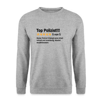 Polizist Beruf Lustiger Spruch Polizei Studium - Unisex Pullover - Weißgrau meliert - Vorne - Alina (178cm) & Michal (187cm)