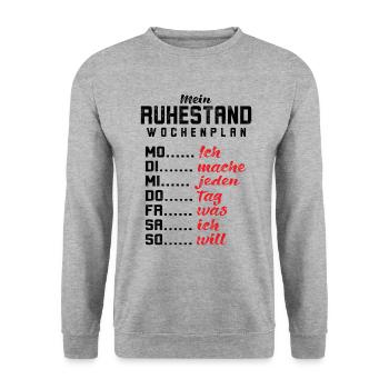 Rentner Ruhestand Wochenplan Lustig Rente - Unisex Pullover - Weißgrau meliert - Vorne - Alina (178cm) & Michal (187cm)