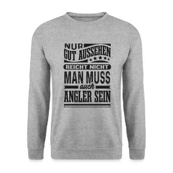 Angler Gut Aussehend Angeln Lustig Fischer - Unisex Pullover - Weißgrau meliert - Vorne - Alina (178cm) & Michal (187cm)