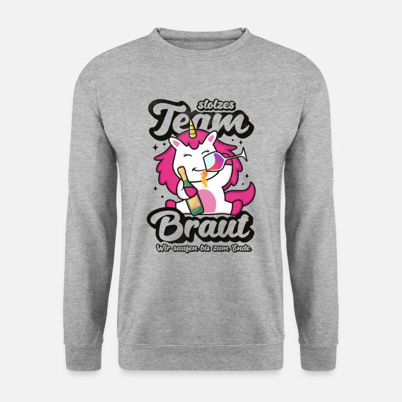 Team Braut JGA Einhorn Hochzeit Junggesellinnen - Unisex Pullover - Weißgrau meliert