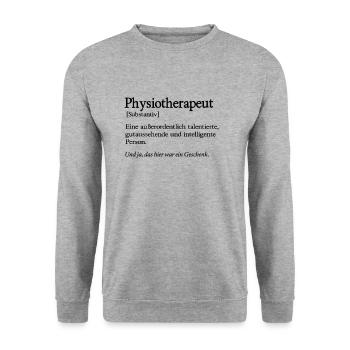 Physiotherapeut Physiotherapie Masseur Physio - Unisex Pullover - Weißgrau meliert - Vorne - Alina (178cm) & Michal (187cm)