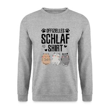 Offizielles Katzen Schlafanzug - Unisex Pullover - Weißgrau meliert - Vorne - Alina (178cm) & Michal (187cm)