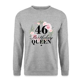46. Geburtstag Birthday Queen 46 Jahre - Unisex Pullover - Weißgrau meliert - Vorne - Alina (178cm) & Michal (187cm)