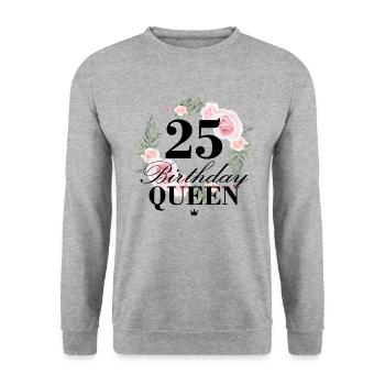 25th birthday Birthday Queen 25 years - Unisex Sweatshirt - salt & pepper - Front - Alina (178cm) & Michal (187cm)