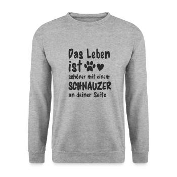 Schnauzer Hund Hundehalter - Unisex Pullover - Weißgrau meliert - Vorne - Alina (178cm) & Michal (187cm)