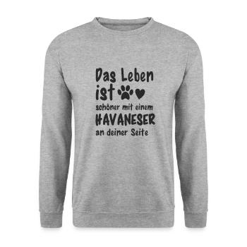 Havaneser Hund Hundehalter Lustig - Unisex Pullover - Weißgrau meliert - Vorne - Alina (178cm) & Michal (187cm)