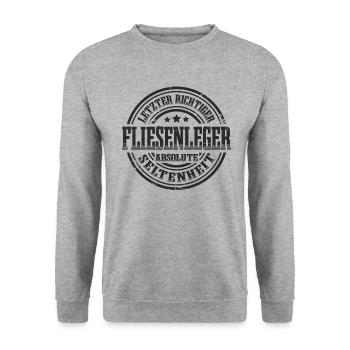 Letzter Fliesenleger Absolute Seltenheit - Unisex Pullover - Weißgrau meliert - Vorne - Alina (178cm) & Michal (187cm)