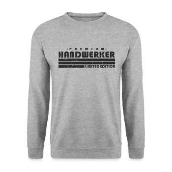 Handwerker Limited Edition Handwerk Lustiges Heimw - Unisex Pullover - Weißgrau meliert - Vorne - Alina (178cm) & Michal (187cm)