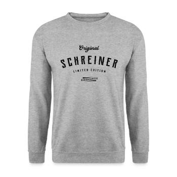 Schreiner Limited Edition Lustiges Schreinerei - Unisex Pullover - Weißgrau meliert - Vorne - Alina (178cm) & Michal (187cm)