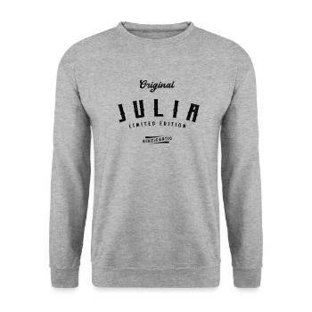 Julia Limited Edition - Unisex Pullover - Weißgrau meliert - Vorne - Alina (178cm) & Michal (187cm)