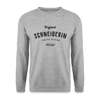 Schneider Original Schneiderin Nähen Schneider - Unisex Pullover - Weißgrau meliert - Vorne - Alina (178cm) & Michal (187cm)