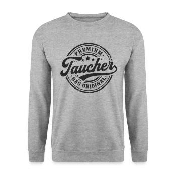 Taucher Original Tauchsport Lustiges Tauchen - Unisex Pullover - Weißgrau meliert - Vorne - Alina (178cm) & Michal (187cm)