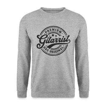Gitarrist Original Gitarre Lustiges Gitarrenspiele - Unisex Pullover - Weißgrau meliert - Vorne - Alina (178cm) & Michal (187cm)