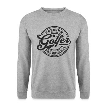 Golfer Original Golfspieler Lustiges Golf - Unisex Pullover - Weißgrau meliert - Vorne - Alina (178cm) & Michal (187cm)