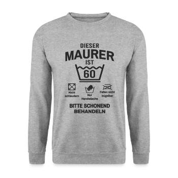 60. Geburtstag Maurer Lustig 60 Jahre - Unisex Pullover - Weißgrau meliert - Vorne - Alina (178cm) & Michal (187cm)