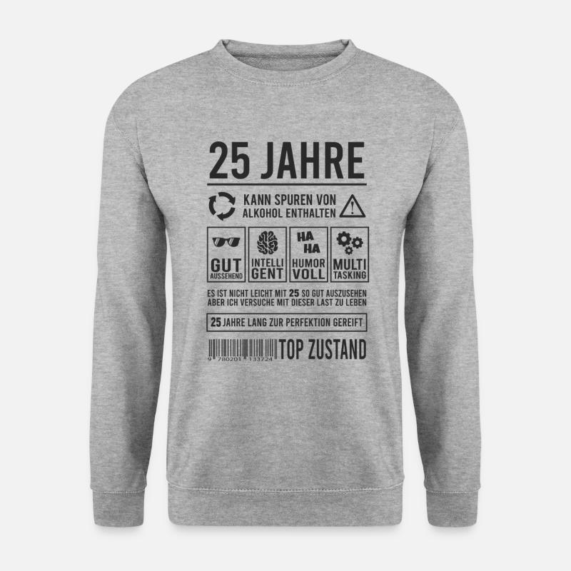 25. Geburtstag Perfektion Lustig 25 Jahre - Unisex Pullover - Weißgrau meliert