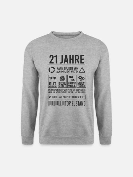 21. Geburtstag Lustiges 21 Jahre Party - Unisex Pullover - Weißgrau meliert