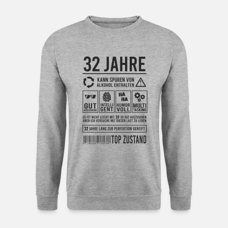 32. Geburtstag Lustig 32 Jahre Perfektion - Unisex Pullover - Weißgrau meliert