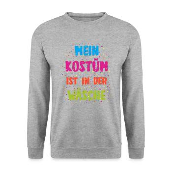 Karneval Kostüm in der Wäsche Lustiges Fasching - Unisex Pullover - Weißgrau meliert - Vorne - Alina (178cm) & Michal (187cm)