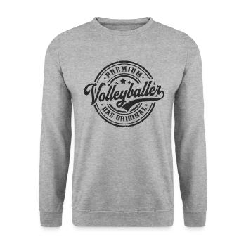 Volleyball Original Volleyballer Volleyballspieler - Unisex Pullover - Weißgrau meliert - Vorne - Alina (178cm) & Michal (187cm)