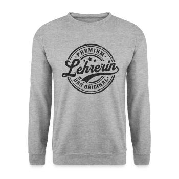Lehrerin Original Schule Lustiges Lehrer - Unisex Pullover - Weißgrau meliert - Vorne - Alina (178cm) & Michal (187cm)
