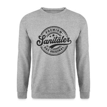 Sanitäter Original Rettungsdienst Notfallsanitäter - Unisex Pullover - Weißgrau meliert - Vorne - Alina (178cm) & Michal (187cm)