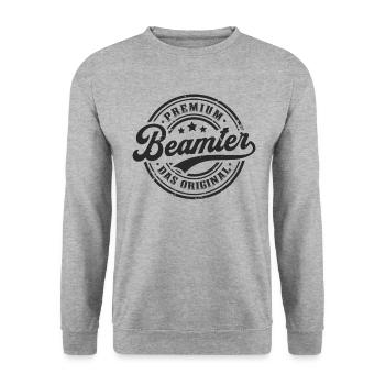 Beamter Original Beamtin Stadtverwaltung - Unisex Pullover - Weißgrau meliert - Vorne - Alina (178cm) & Michal (187cm)