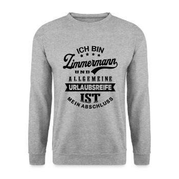 Zimmermann Urlaub Lustiges Zimmerer - Unisex Pullover - Weißgrau meliert - Vorne - Alina (178cm) & Michal (187cm)