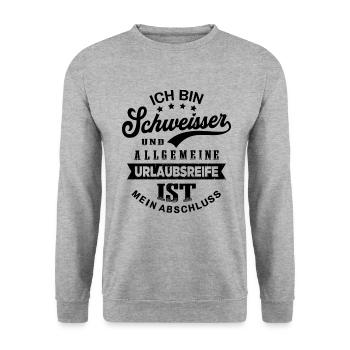 Schweißer Urlaub Metallbauer Lustig Schweißen - Unisex Pullover - Weißgrau meliert - Vorne - Alina (178cm) & Michal (187cm)
