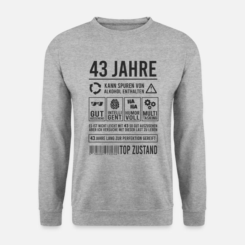 43. Geburtstag Perfektion Lustig 43 Jahre - Unisex Pullover - Weißgrau meliert