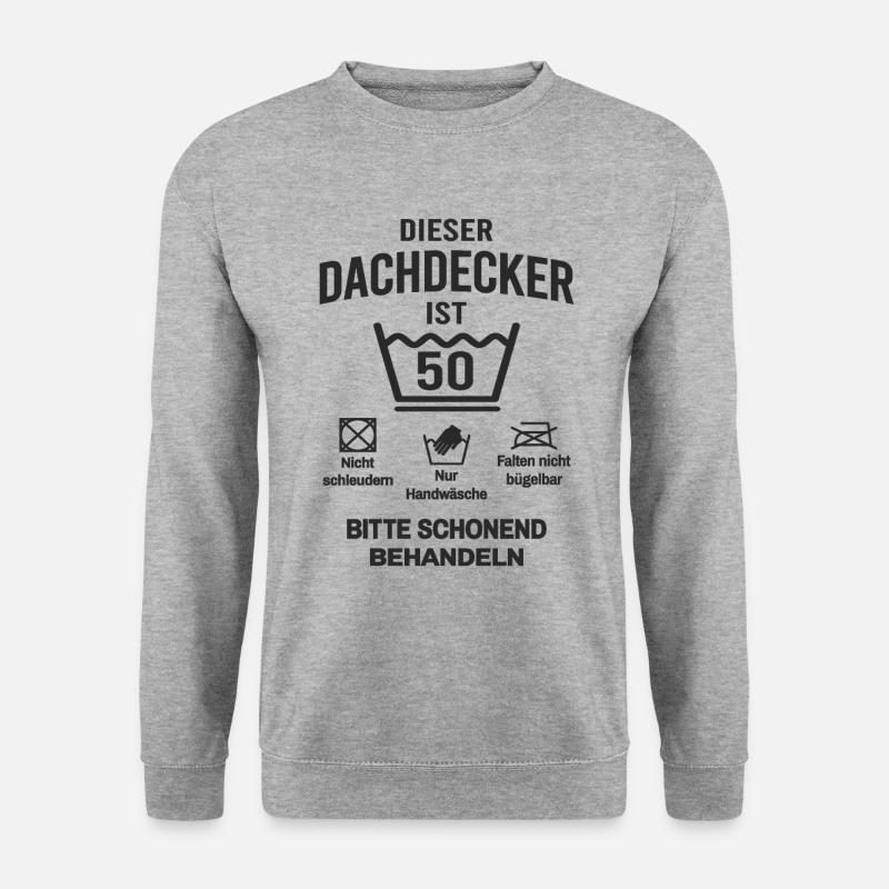50. Geburtstag Dachdecker Lustig 50 Jahre - Unisex Pullover - Weißgrau meliert
