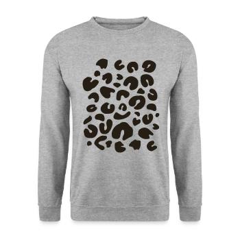 Leoparden Kostüm Verkleidung - Unisex Pullover - Weißgrau meliert - Vorne - Alina (178cm) & Michal (187cm)