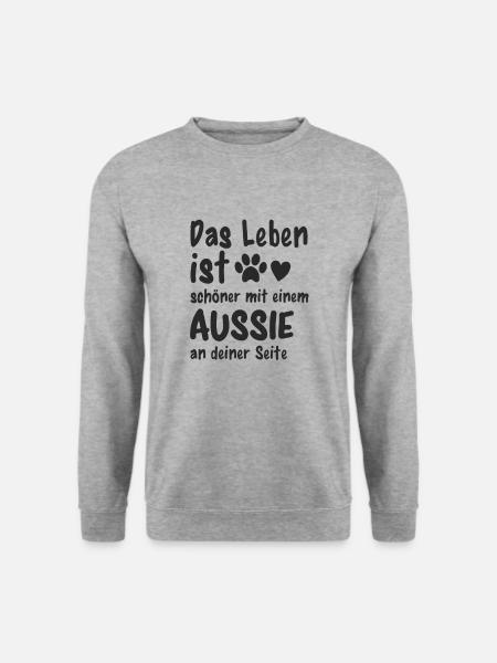 Aussie Hund Lustiges Australian Shepherd - Unisex Pullover - Weißgrau meliert