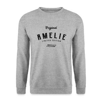 Amelie Limited Edition - Unisex Pullover - Weißgrau meliert - Vorne - Alina (178cm) & Michal (187cm)